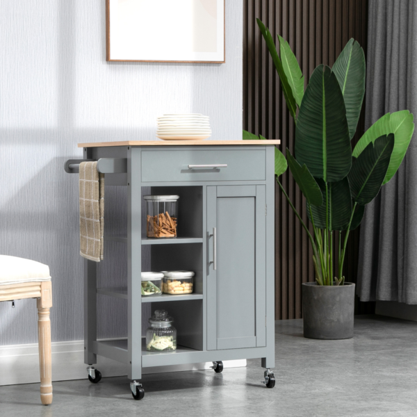 Kitchen Trolley with Cupboard and Drawer