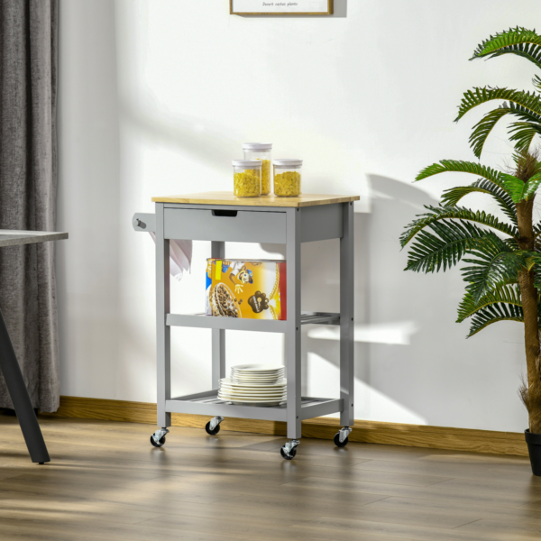 Kitchen Trolley with Rubberwood Worktop