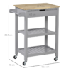 Kitchen Trolley with Rubberwood Worktop