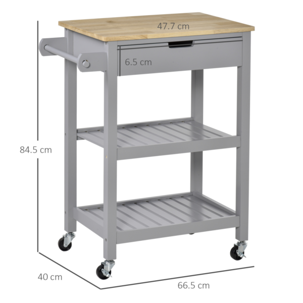 Kitchen Trolley with Rubberwood Worktop
