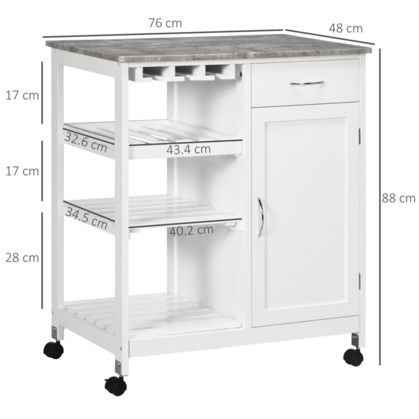 Kitchen Trolley with Wine Rack and Drawer