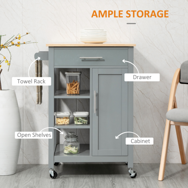 Kitchen Trolley with Cupboard and Drawer