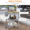 Kitchen Trolley with Rubberwood Worktop