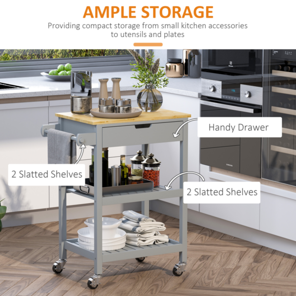 Kitchen Trolley with Rubberwood Worktop