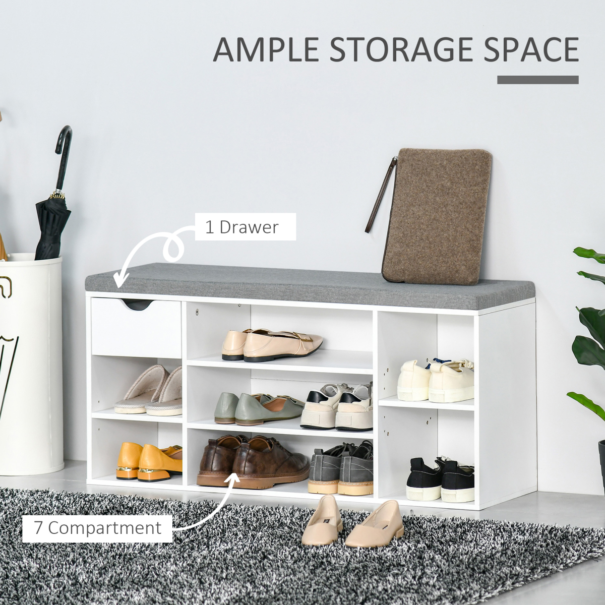 Shoe Storage Bench with Cushion — additional product image