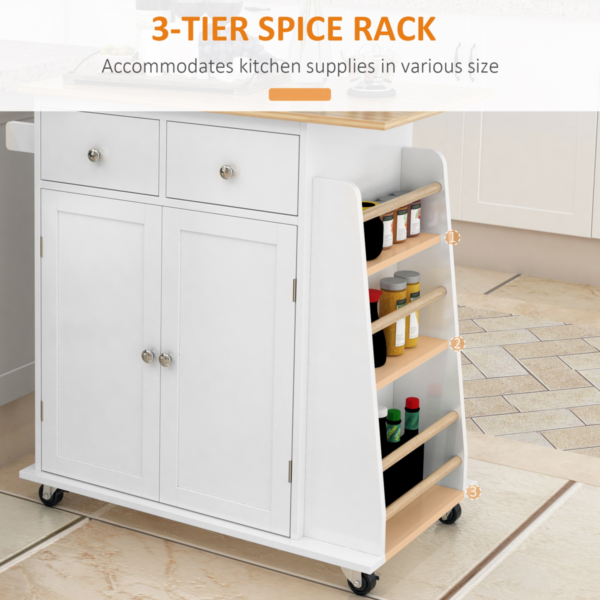 Kitchen Island Trolley with Spice Rack