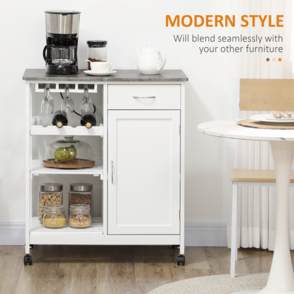 Kitchen Trolley with Wine Rack and Drawer