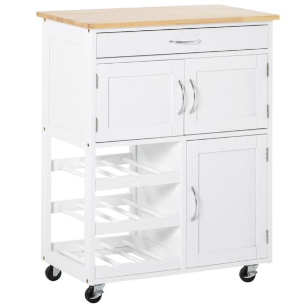 Kitchen Trolley with 9-Bottle Rack