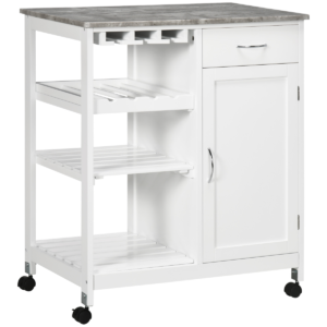 Kitchen Trolley with Wine Rack and Drawer