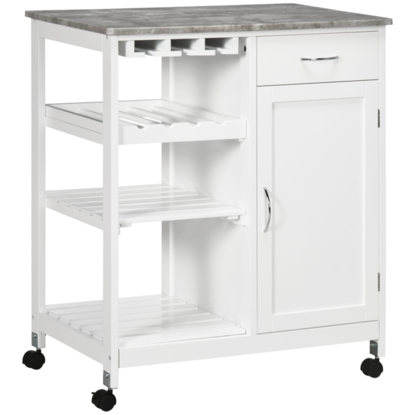Kitchen Trolley with Wine Rack and Drawer
