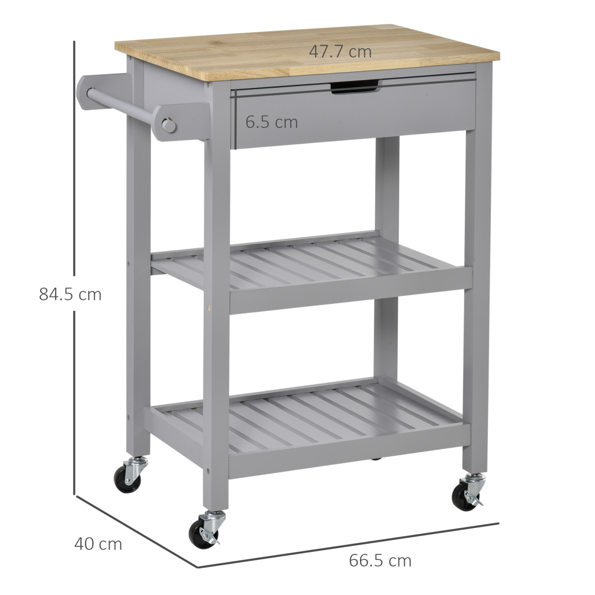 Kitchen Trolley with Rubberwood Worktop — additional product image