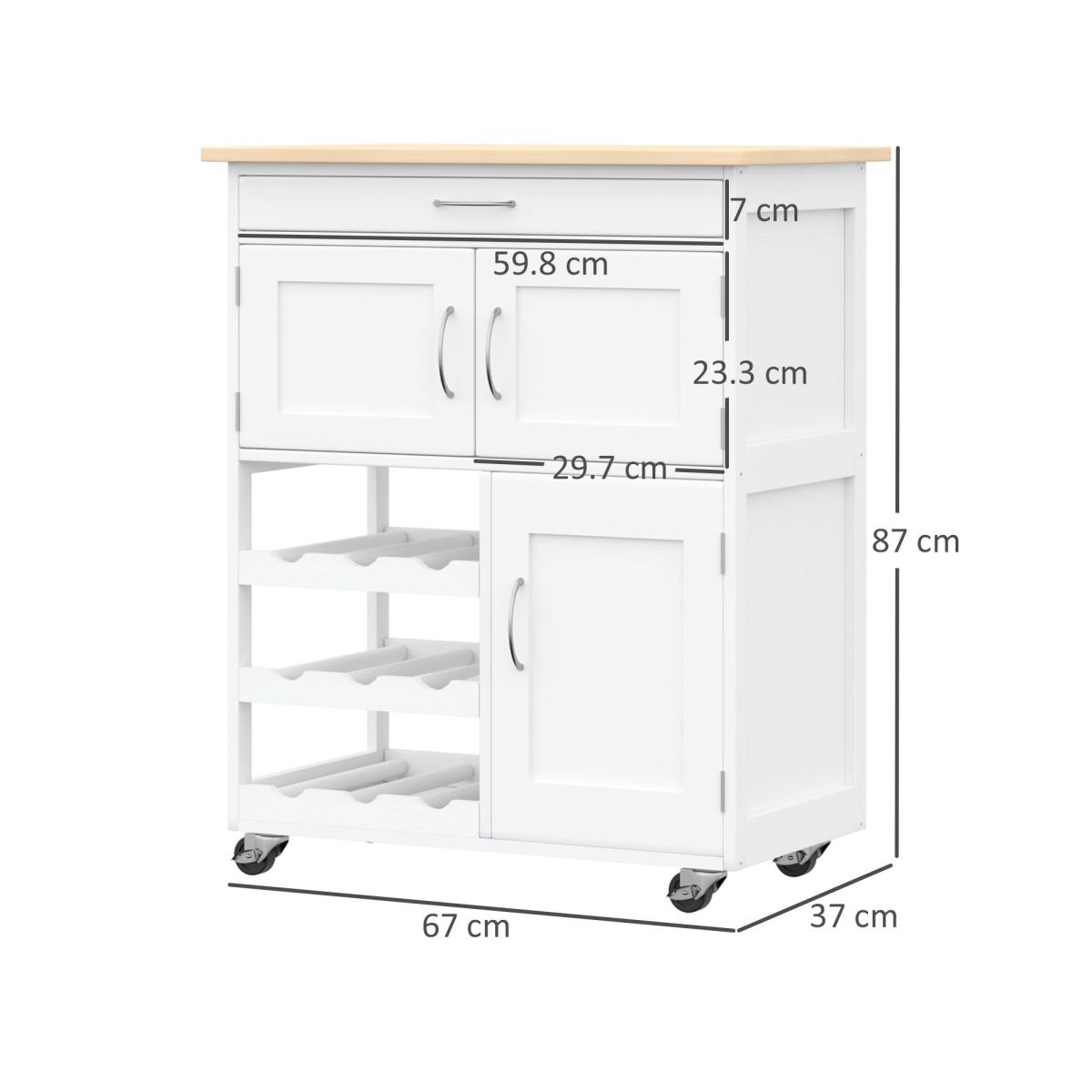 Kitchen Island Trolley with Bottle Rack — additional product image
