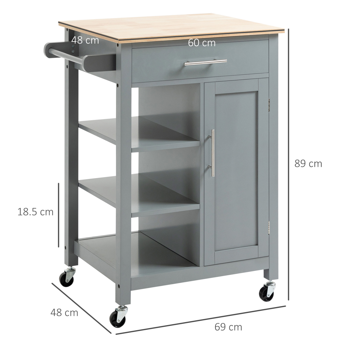 Kitchen Trolley with Open Shelf and Drawer — additional product image