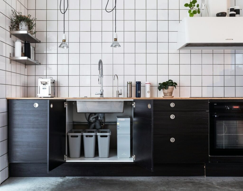 black and silver kitchen cabinet Under-Sink Storage
