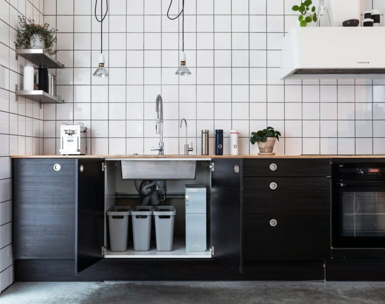 black and silver kitchen cabinet Under-Sink Storage